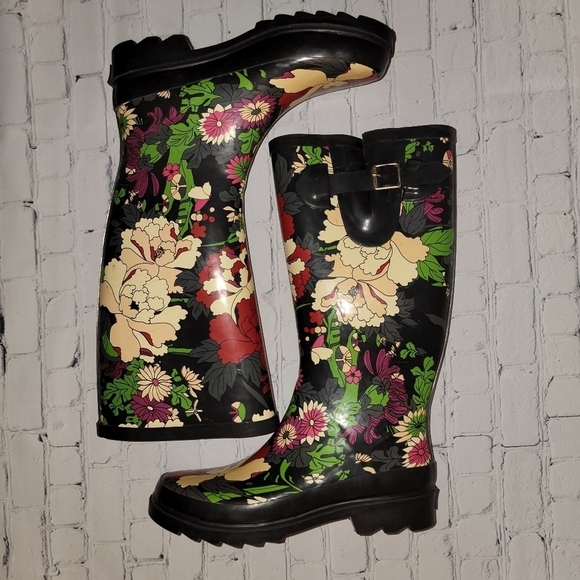 Sakroots Floral Knee High Rubber  Rain Boots Size 6 - Picture 6 of 7